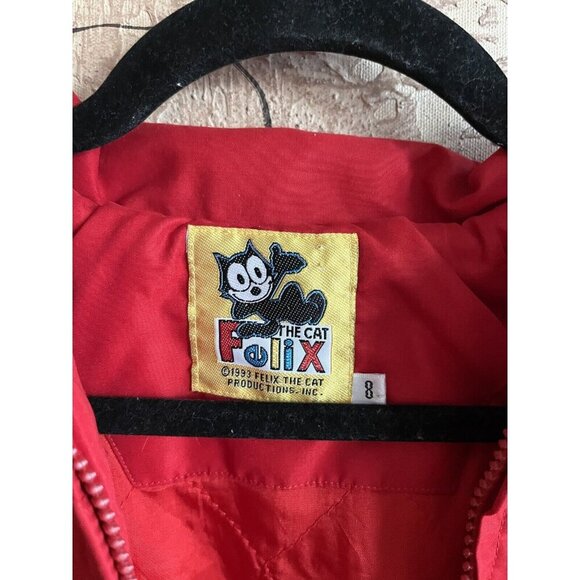 Vintage 1993 Felix The Cat Kids Red Windbreaker jacket Size 8 - Picture 5 of 9